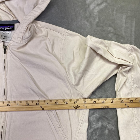 Patagonia Winds Day Women's Cream Hooded Anorak Jacket Size 10 Lightweight Faded - Picture 7 of 13